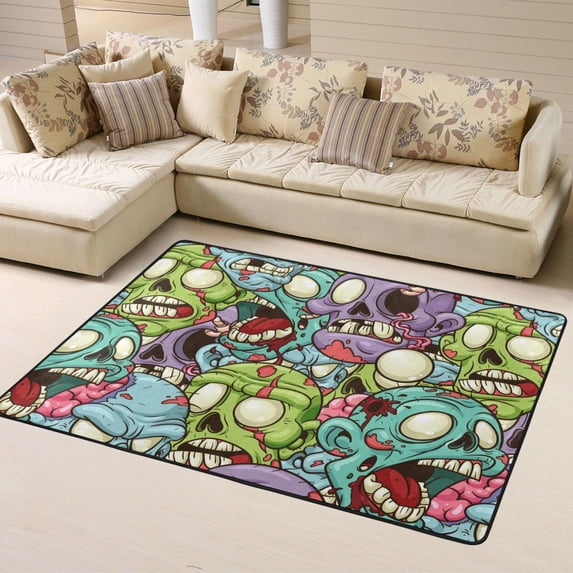 DouZhe Colorful Yelling Zombie Pattern Area Rugs Non-Slip Machine Washable Floor Mat, Style Carpet Doormat, 63x48 inches