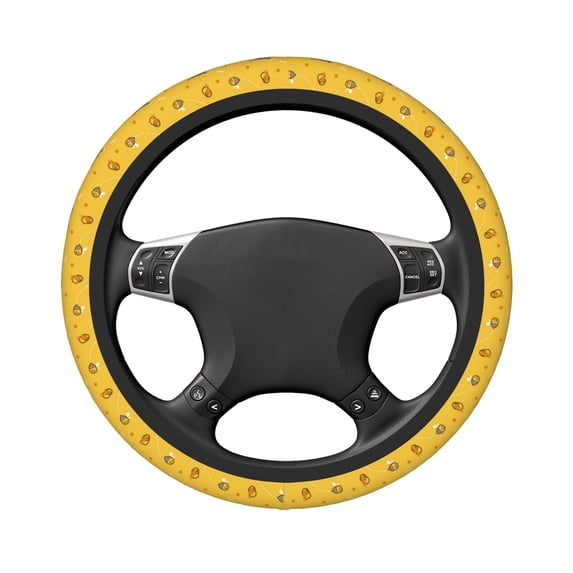 DouZhe Cute Flying Little Bee Prints Steering Wheel Cover, Universal 15 inch Anti-Slip Odorless Elastic Car Steering Wheels Cover for Women Men
