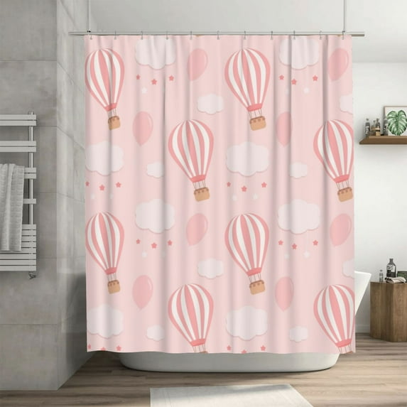 DouZhe Cute Hot Air Balloons Pink Pattern Shower Curtain, Waterproof Bath Curtains for Bathroom Decorations, 72 x 72 inches
