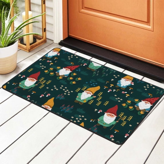 DouZhe Cute Little Gnomes Mushroom Rugs Doormat, Non-Slip Machine Washable Carpets Floor Door Mat , 36" x 24"