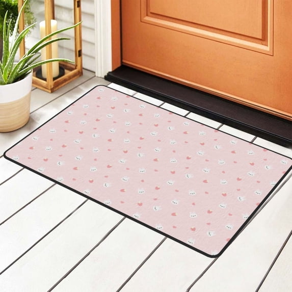 DouZhe Cute Rabbit Strawberry Hearts Rugs Doormat, Non-Slip Machine Washable Carpets Floor Door Mat , 36" x 24"