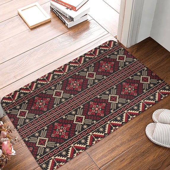 DouZhe Doormat Non-Slip Washable Floor Mat, Indoor Area Rug Retro Ethnic Folk Fashion Pattern Carpet, 24x16 inches