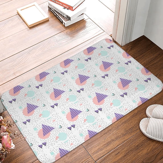 DouZhe Doormat Non-Slip Washable Floor Mat, Indoor Area Rug Retro Memphis Shape Pattern Carpet, 24x16 inches