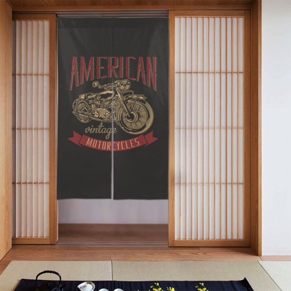 DouZhe Doorway Drape Split Curtains, Vintage Classic American Motorcycle Room Divider Privacy Door Curtains, 34" x 56"