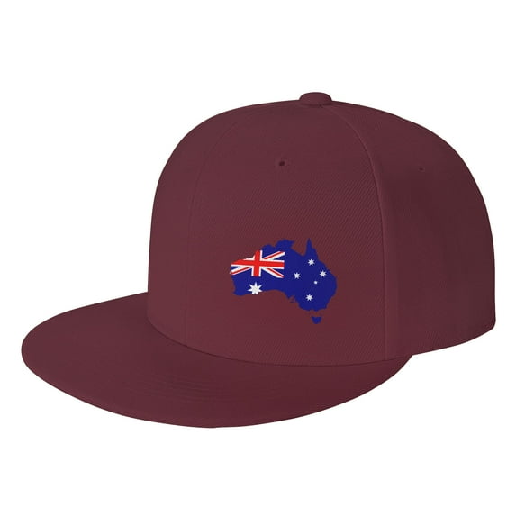 DouZhe Flat Brim Cap Snapback Hat, Australia Flag Prints Adjustable Red Adult Baseball Cap
