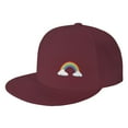 thumbnail image 1 of DouZhe Flat Brim Cap Snapback Hat, Cartoon Rainbow Prints Adjustable Red Adult Baseball Cap, 1 of 7