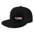 thumbnail image 1 of DouZhe Flat Brim Cap Snapback Hat, Love America Usa Us Flag Prints Adjustable Black Adult Baseball Cap, 1 of 7