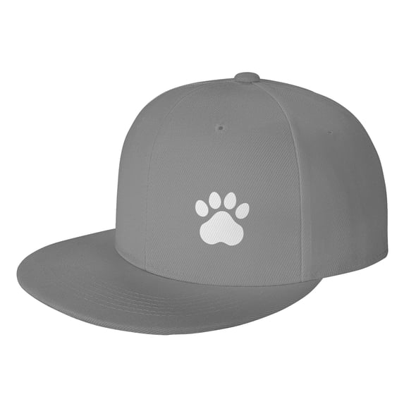DouZhe Flat Brim Cap Snapback Hat, Minimalism Footprint Prints Adjustable Gray Adult Baseball Cap