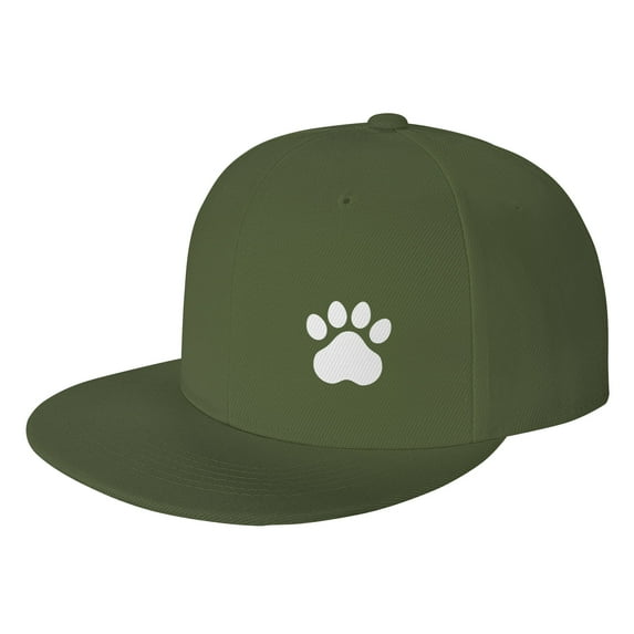 DouZhe Flat Brim Cap Snapback Hat, Minimalism Footprint Prints Adjustable Green Adult Baseball Cap