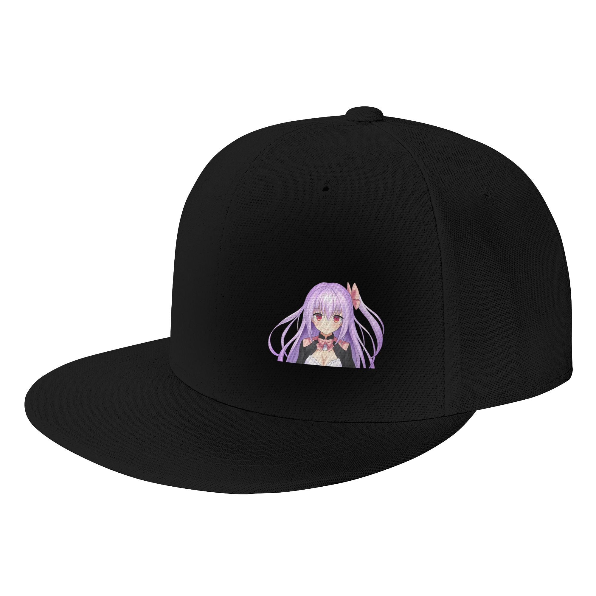DouZhe Flat Brim Cap Snapback Hat Moe Anime Character Girl Prints Adjustable Black Adult Baseball Cap Walmart