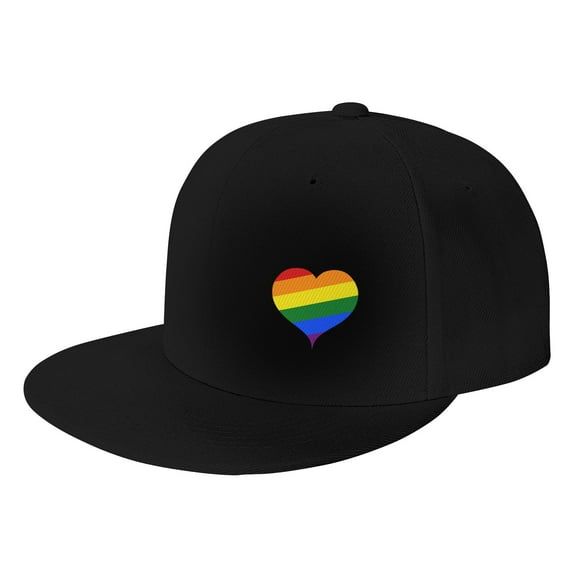 DouZhe Flat Brim Cap Snapback Hat, Red Love Heart Shape Prints Adjustable Black Adult Baseball Cap