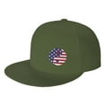 thumbnail image 1 of DouZhe Flat Brim Cap Snapback Hat, Yang Yin America Flag Prints Adjustable Green Adult Baseball Cap, 1 of 7