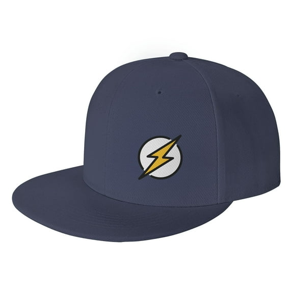 DouZhe Flat Brim Cap Snapback Hat, Yellow Flash Prints Adjustable Blue Adult Baseball Cap