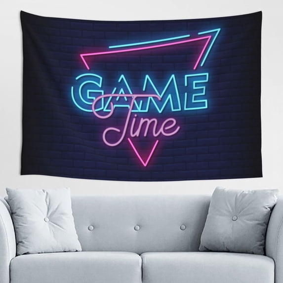 DouZhe Game Time Neon Effect Tapestry Wall Hanging Tapestries Dorm Room Home Decor, 60" x 40"