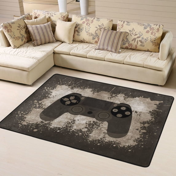 DouZhe Gaming Kontroller Pattern Area Rugs Non-Slip Machine Washable Floor Mat, Retro Colorful Style Carpet Doormat, 63x48 inches