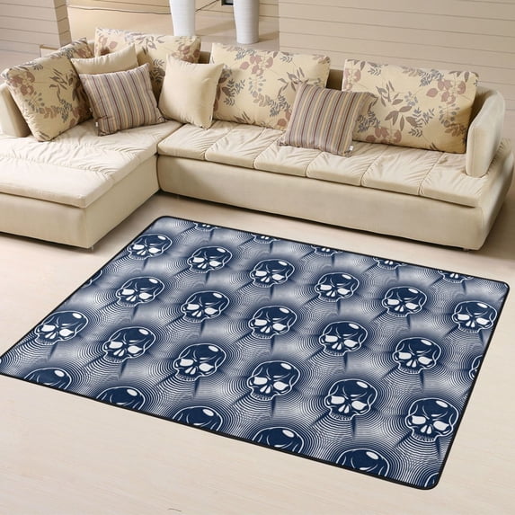 DouZhe Gothic Rock Skull Pattern Area Rugs Non-Slip Machine Washable Floor Mat, Style Carpet Doormat, 63x48 inches