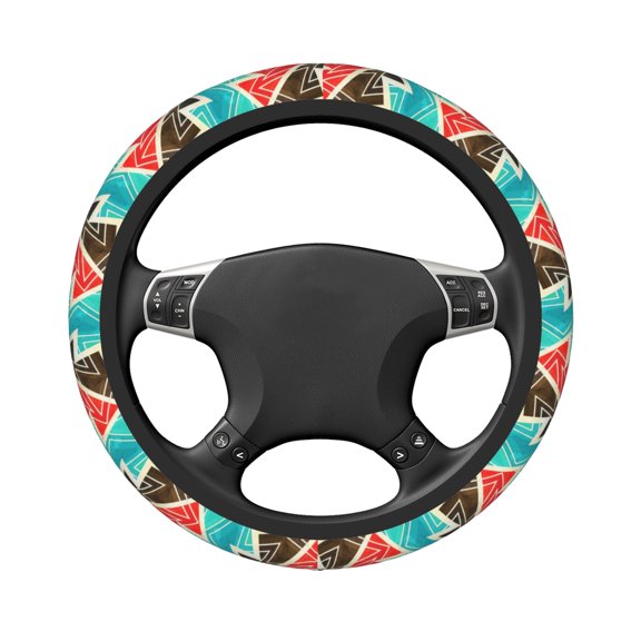 DouZhe Graffit Fashion Stripes Zigzag Line Prints Steering Wheel Cover, Universal 15 inch Anti-Slip Odorless Elastic Car Steering Wheels Cover for Women Men