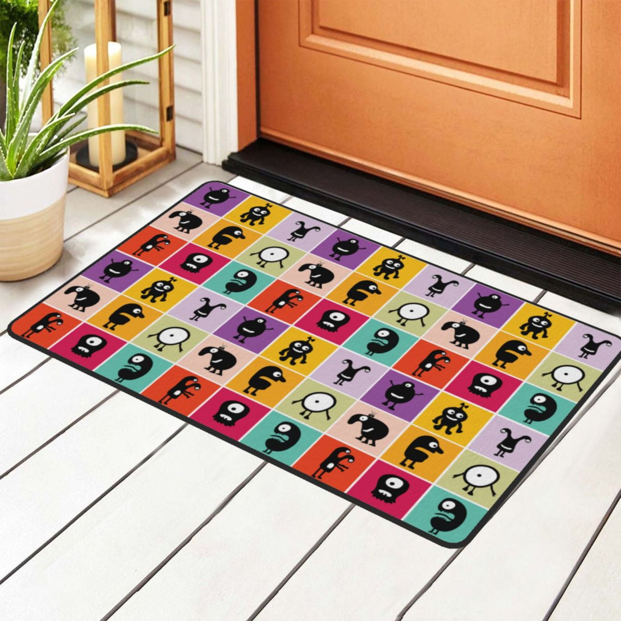 DouZhe Happy Freaky Cartoon Animals Rugs Doormat, Non-Slip Machine
