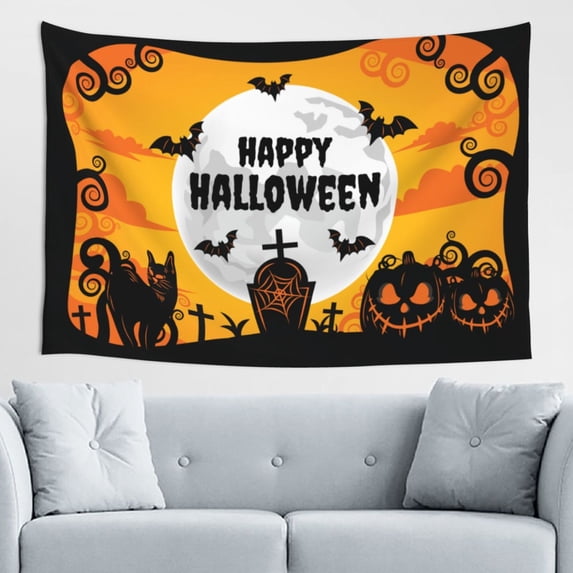 DouZhe Happy Halloween Horror Pumpkin Tapestry Wall Hanging Tapestries Dorm Room Home Decor, 60" x 40"