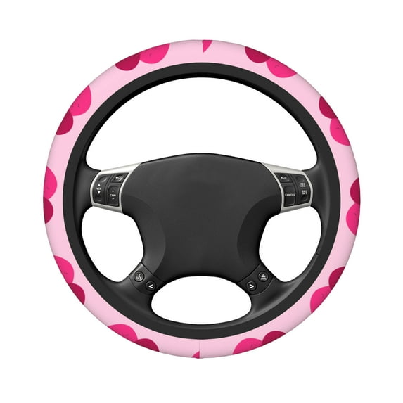 DouZhe Heart Love Friendship Pink Prints Steering Wheel Cover, Universal 15 inch Anti-Slip Odorless Elastic Valentine's Day Car Steering Wheels Cover for Women Men