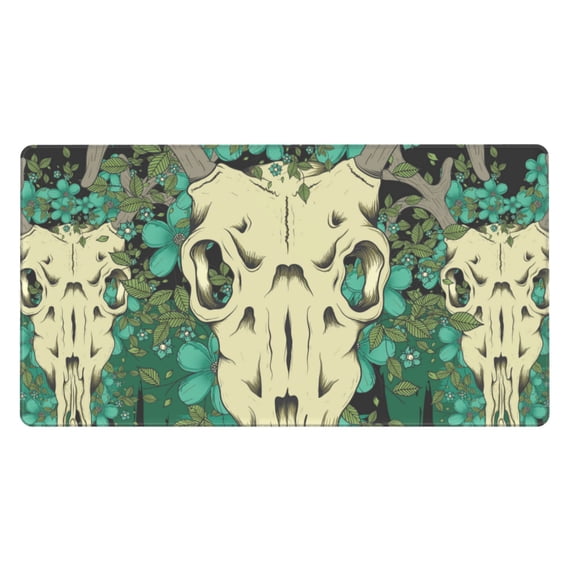 DouZhe Large Mouse Pad, Colorful Deer Skull Flowers Non-Slip Waterproof Rubber Keyboard Office Desk Pads Mousepad, 29.5 x 15.8 inches 3mm Thick