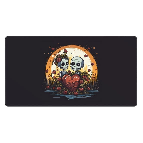 DouZhe Large Mouse Pad, Zombie Skull Love Non-Slip Waterproof Rubber Keyboard Office Desk Pads Mousepad, 29.5 x 15.8 inches 3mm Thick