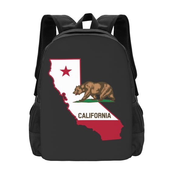 DouZhe Lightweight Backpack, California Map Bear Flag Prints Travel Outdoor Hiking Bag School Bookbag Casual Daypack Backpacks for Women Men