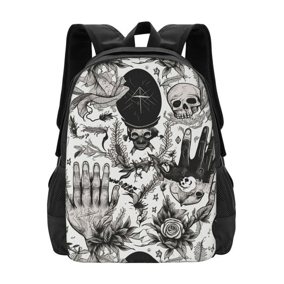 DouZhe Lightweight Backpack, Grunge Goth Aesthetic Prints Travel Outdoor Hiking Bag School Bookbag Casual Daypack Backpacks for Women Men