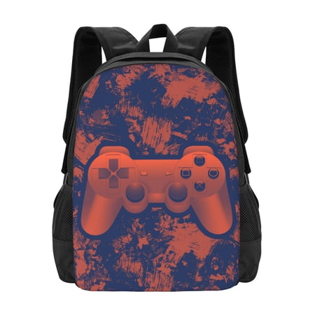 DouZhe Lightweight Backpack, Travel Outdoor Hiking Bag School Bookbag Casual Daypack Orange Game Controller Prints Backpacks for Women Men