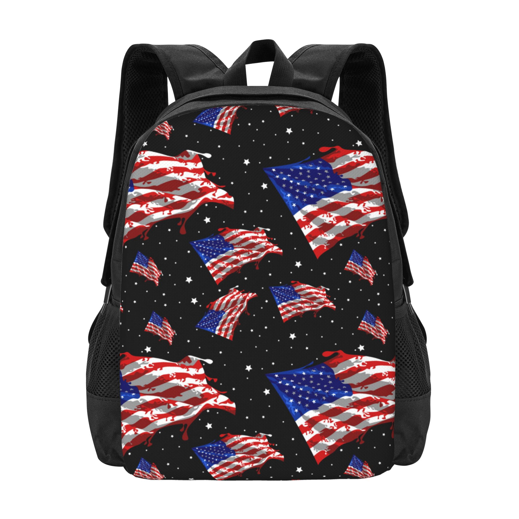 american flags for hiking backpacks DouZhe Lightweight Backpack, Vintage American Patriotic Flag Prints Travel  Outdoor Hiking Bag School Bookbag Casual Daypack Backpacks for Women Men