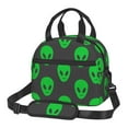 thumbnail image 1 of DouZhe Lunch Bags for Women and Men, Cartoon Smile Alien Faces Prints Reusable Portable Insulated Cooler Waterproof Lunch Tote Bag for Travel Work Picnic, 1 of 7