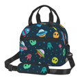 thumbnail image 1 of DouZhe Lunch Bags for Women and Men, Cartoon UFO Spaceship Rockets Prints Reusable Portable Insulated Cooler Waterproof Lunch Tote Bag for Travel Work Picnic, 1 of 7
