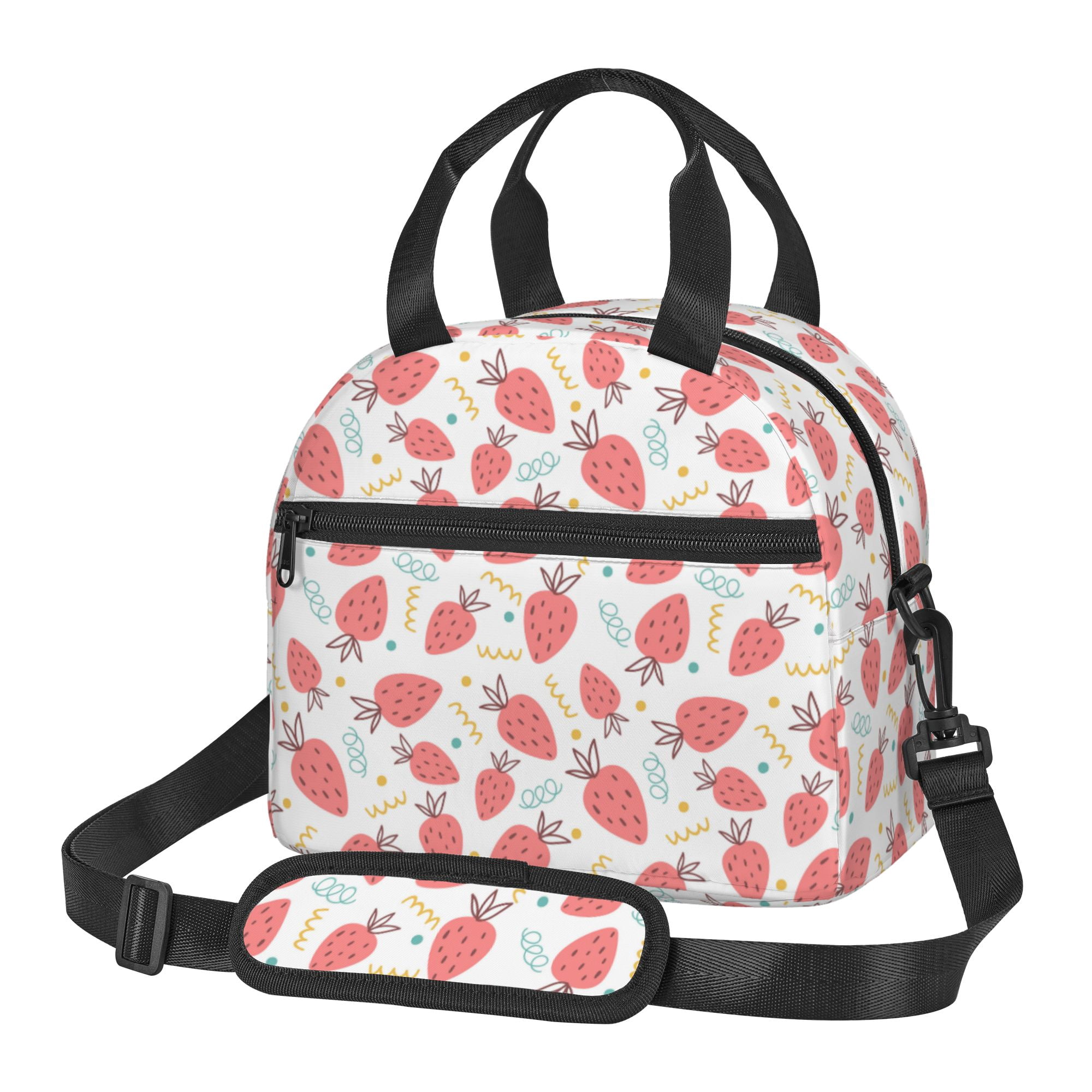 White Checkered Insulated Lunch Bag | Reusable Lunch Box For School, Work, Picnic | Waterproof, 8.5 X 8 X 5 Inches