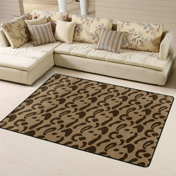 DouZhe Modern Animal Print Brown Pattern Area Rugs Non-Slip Machine Washable Floor Mat, Style Carpet Doormat, 63x48 inches