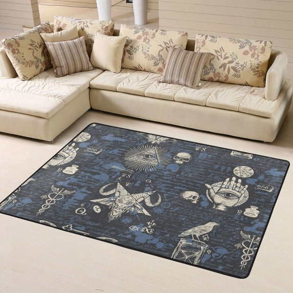 DouZhe Occult Gothic Skulls Eyes Pattern Area Rugs Non-Slip Machine Washable Floor Mat, Style Carpet Doormat, 63x48 inches