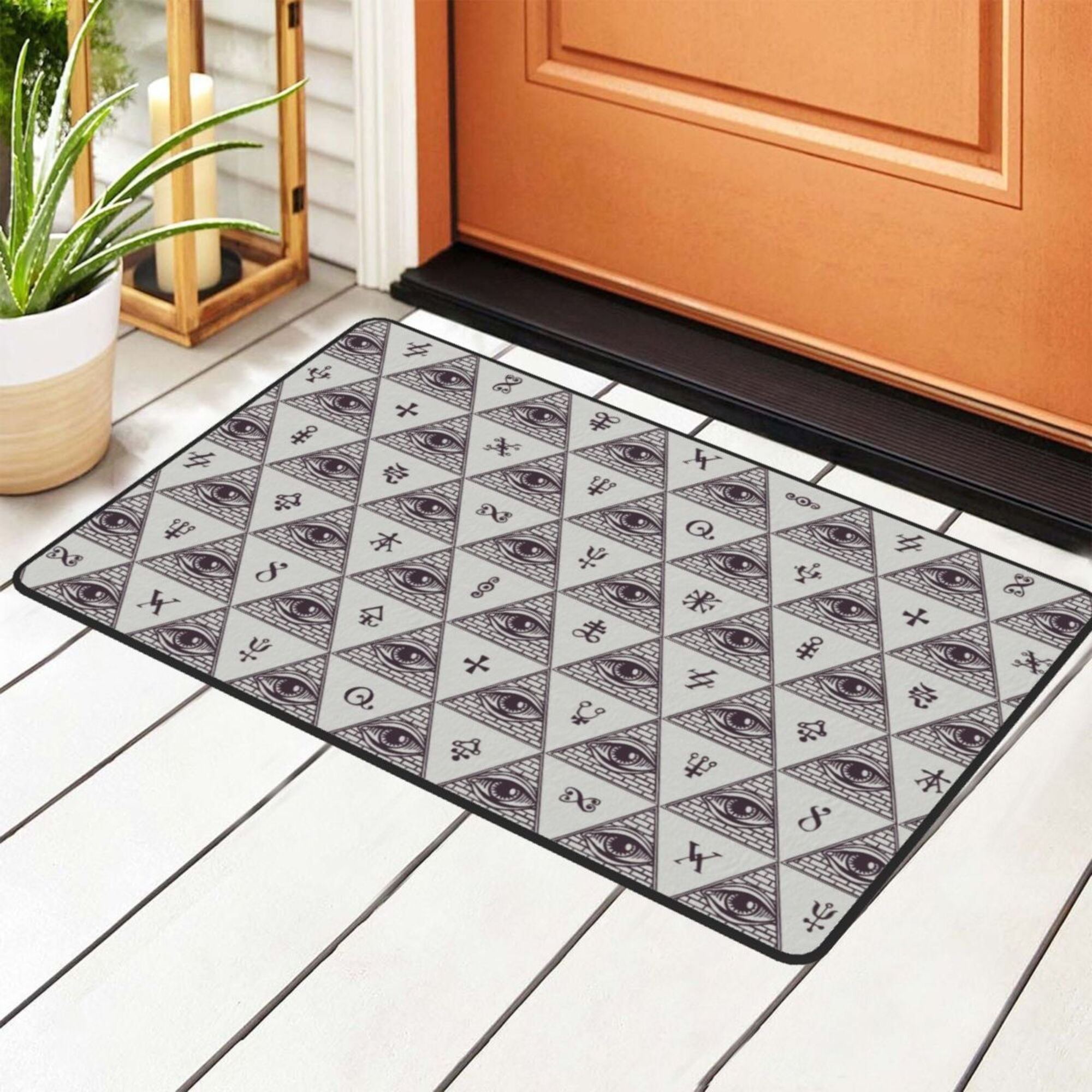 DouZhe Occult Masonic All Seeing Eyes Rugs Doormat, NonSlip Machine