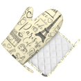thumbnail image 1 of DouZhe Oven Mitts and Pot Holders Sets, Retro Paris Tower Graffiti Prints Non-Slip Heat Resistant Kitchen Oven Silicone Glove, 1 of 7