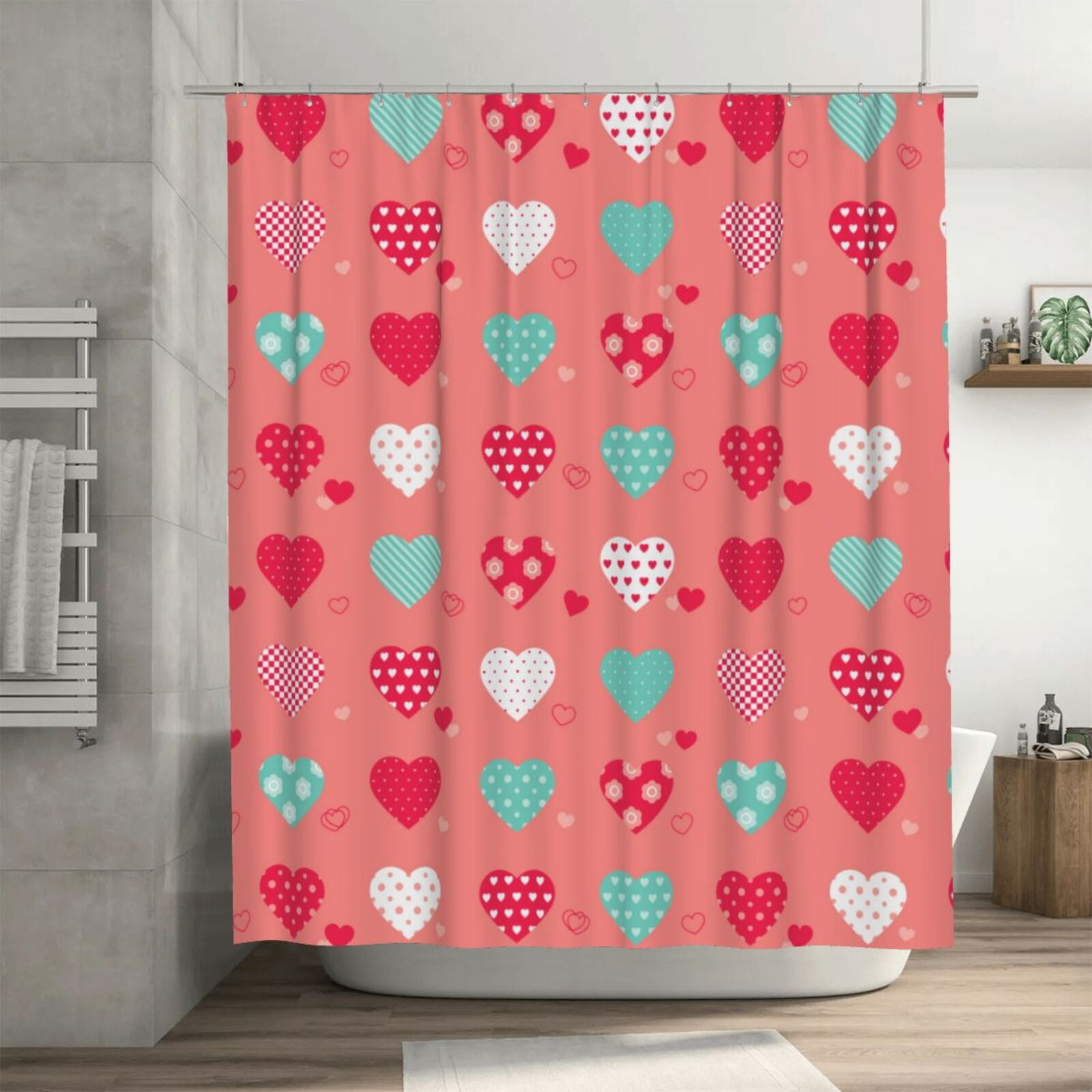 Lollipop Heart Pattern Print Bathroom Shower Curtain