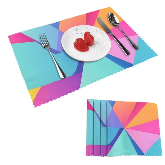 DouZhe Polyester Placemats Set of 4, Abstract Geometry Backdrop Pattern Heat Resistant Place Mats for Dining Table, 12" x 18"