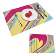 thumbnail image 1 of DouZhe Polyester Placemats Set of 4, Pink Yellow Swirling Pattern Heat Resistant Place Mats for Dining Table, 12" x 18", 1 of 7