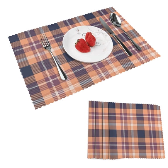 DouZhe Polyester Placemats Set of 4, Retro African Style Plaid Pattern Heat Resistant Place Mats for Dining Table, 12" x 18"