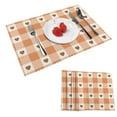 thumbnail image 1 of DouZhe Polyester Placemats Set of 4, Romantic Brown Hearts Checkered Pattern Heat Resistant Place Mats for Dining Table, 12" x 18", 1 of 7