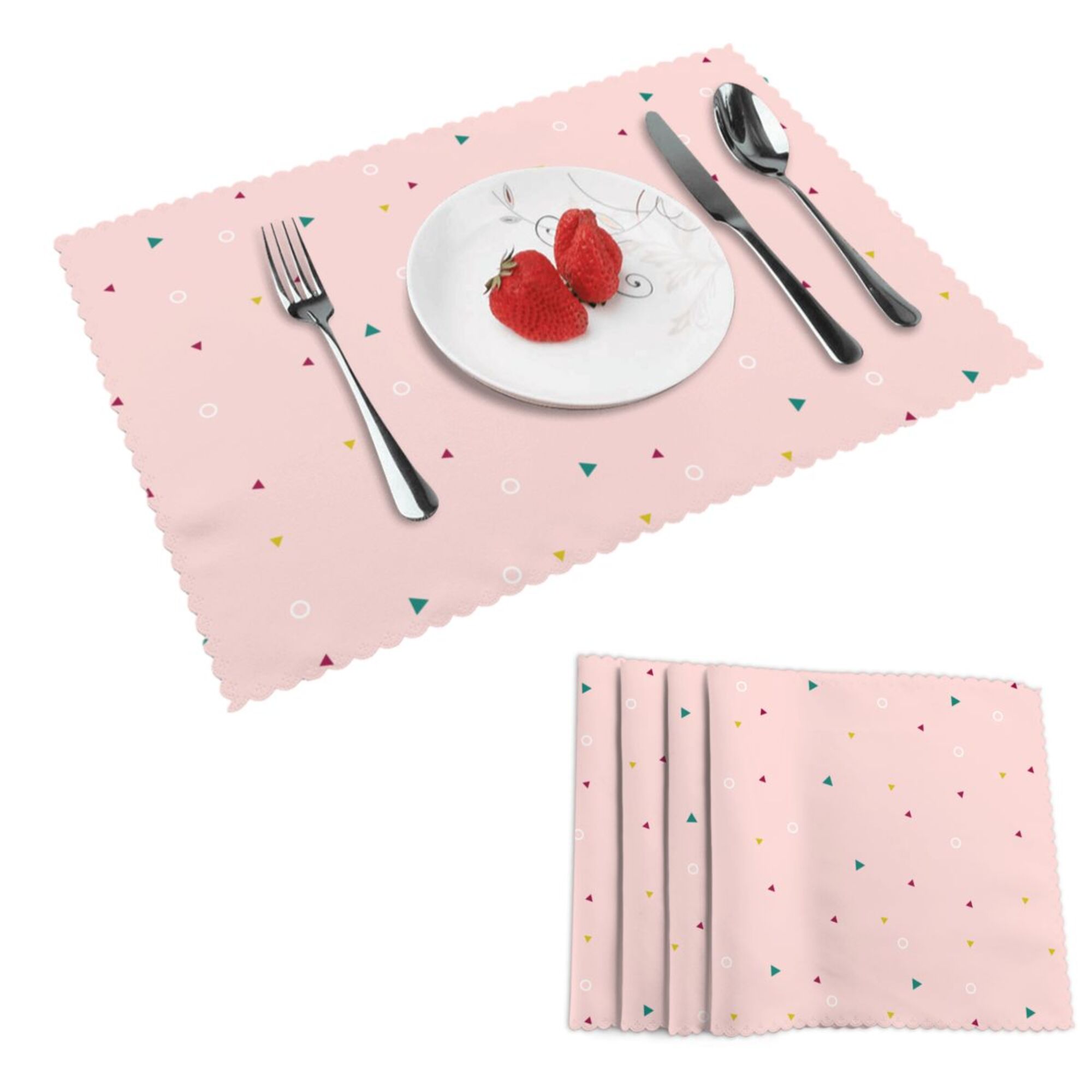 DouZhe Polyester Placemats Set of 4, Simple Fresh Geometric Triangle ...