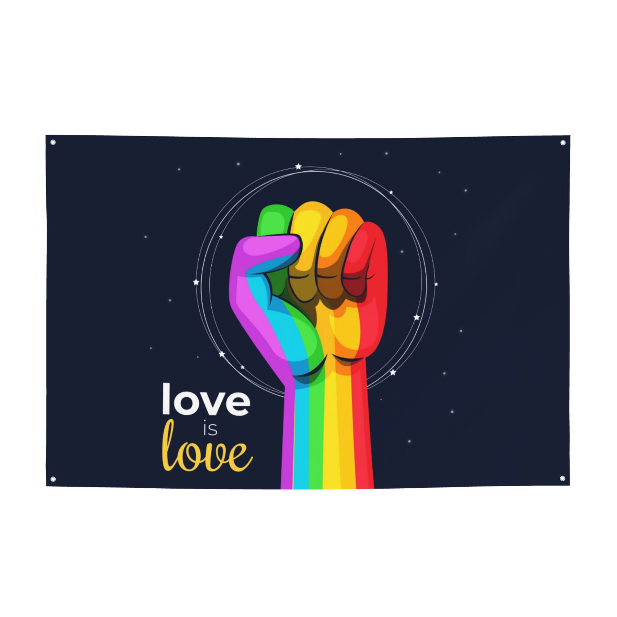 DouZhe Rainbow Lgbt Pride Love is Love Sign Banner, Hanging Banners Backdrop Festive Party Decor for Indoor Outdoor, 47 x 71 Inches