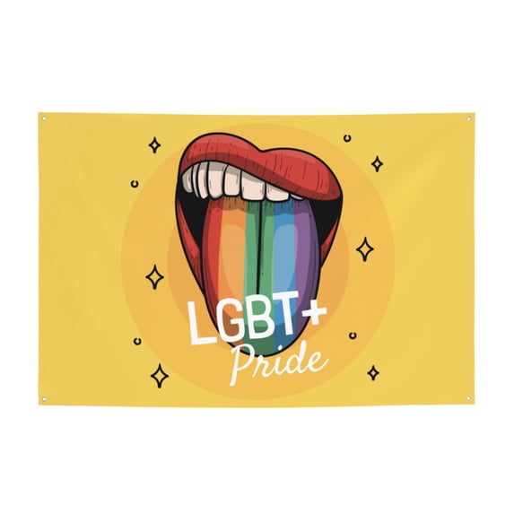 DouZhe Rainbow Lips Lgbt Pride Sign Banner, Hanging Banners Backdrop Festive Party Decor for Indoor Outdoor, 47 x 71 Inches