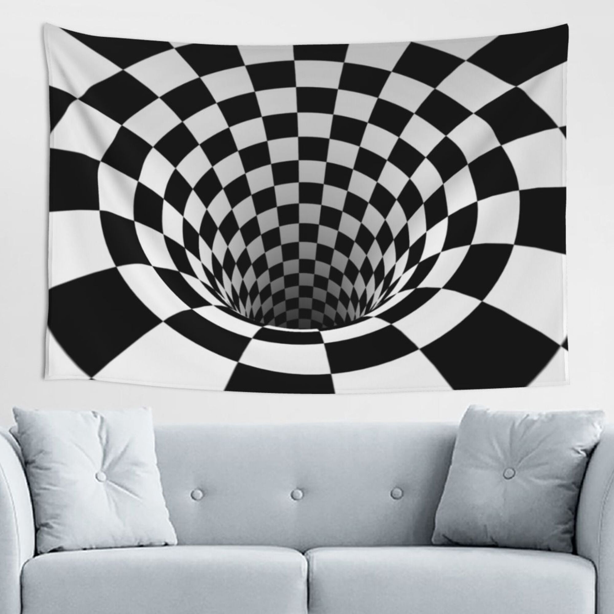 DouZhe Realistic 3D Checkered Illusion Tapestry Wall Hanging Tapestries ...