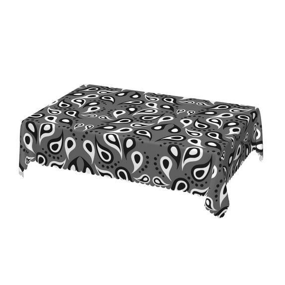DouZhe Rectangular Tablecloth, Paisley Black Grey Table Cloth for Kitchen Dinning Tabletop, 72"x54" Waterproof Polyester Table Cover