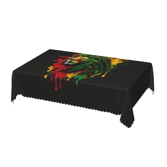 DouZhe Rectangular Tablecloth, Rainbow African Lion Table Cloth for Kitchen Dinning Tabletop, 72" x 54" Waterproof Polyester Table Cover