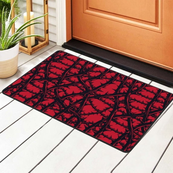 DouZhe Red Thorns Branches Abstract Rugs Doormat, Non-Slip Machine Washable Carpets Floor Door Mat , 36" x 24"