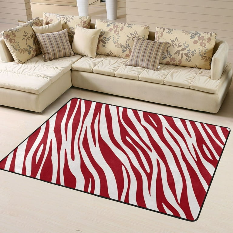 DouZhe Red Zebra Texture Pattern Area Rugs Non-Slip Machine